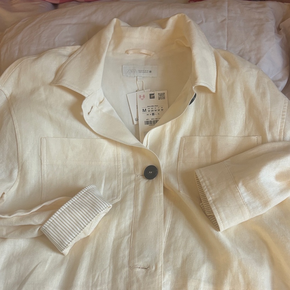 Zara Off-White Button-Up Jacket